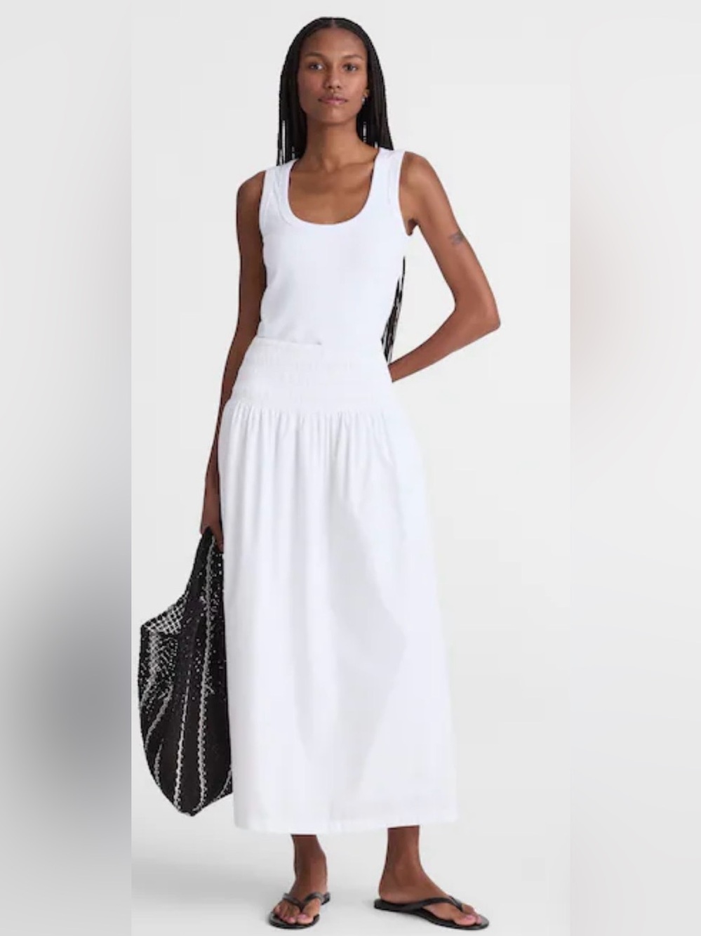 Madewell White Cotton Drop Waist Maxi Skirt Size S/M